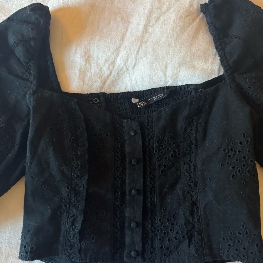 Zara cropped sweetheart shirt